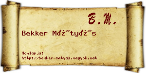 Bekker Mátyás névjegykártya
